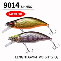 Leurre Minnow coulant 64mm 7.6g, appât dur en ABS, 11 couleurs, pour achigan, poisson mandarin, truite