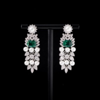 Parures de colliers de luxe 00125 en perles et zircons cubiques colorés pour femmes, bijoux de mariage, de fête, micro-pavés de zircone, bijoux de fiançailles