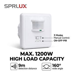 Sensore di Movimento e Posizione PIR LED Tecnologia a 3 Fili Bianco Infrarossi Montaggio a Filo Rilevamento 9m 220-240V AC - Product Image 1