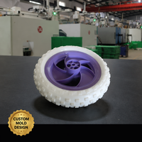 Roue tout-terrain à pneu en mousse blanc à crampons et jante spirale violette avec trous de moyeu centraux, moulée par injection, pour poussette, usine OEM