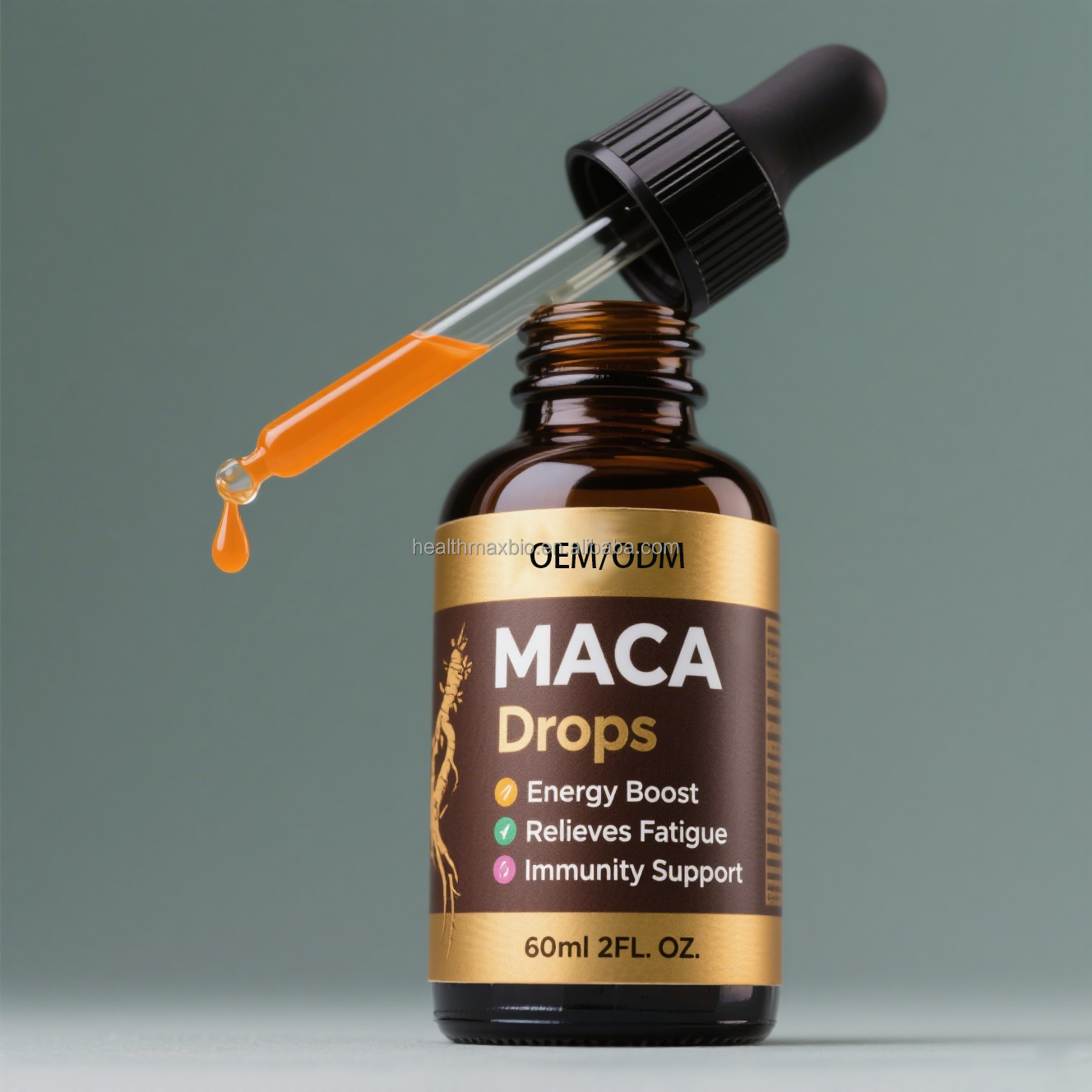 OEM/ODM Organic Maca Root Drops Energy Drink 60ml Immune Support Liquid Drops Organic Maca Root Ashwagandha Herbal Supplement