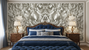 <span class=keywords><strong>Papier</strong></span> <span class=keywords><strong>peint</strong></span> mural 3D en relief blanc de style <span class=keywords><strong>baroque</strong></span> européen, motif floral vintage avec oiseaux et volutes, taille personnalisée, décoration murale - Product Image 4