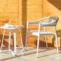 Fournisseur chinois, chaise de salle à manger de jardin extérieur moderne en aluminium, carrelage en céramique, Table à manger chaise en corde