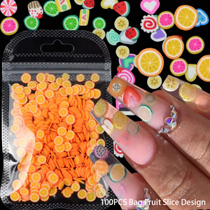 Logotipo personalizado 100PCS Bolsa Rebanada <span class=keywords><strong>de</strong></span> fruta Diseñador Nail Charms Acrílico Colorido 3D Mixed Fruit Nail Art Charms - Product Image 2