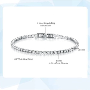 Vòng tay tennis mạ vàng hồng bạc cao cấp dành cho nam nữ, đính đá zirconia cubic CZ lấp lánh, kích thước 2.5MM 3MM 4MM 5MM - Product Image 6