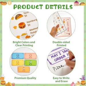 Ensemble <span class=keywords><strong>de</strong></span> menus <span class=keywords><strong>de</strong></span> restaurant pour jeu d'imitation, blocs <span class=keywords><strong>de</strong></span> commandes <span class=keywords><strong>de</strong></span> repas pour cuisine et restaurant, accessoire <span class=keywords><strong>de</strong></span> jeu <span class=keywords><strong>de</strong></span> rôle pour tout-petits filles et garçons, cadeau d'anniversaire - Product Image 3