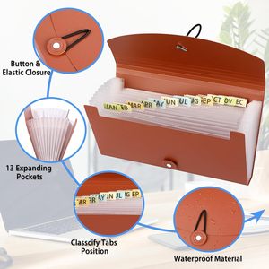 13 thư mục mở rộng túi với nhãn, túi lưu trữ gấp nhựa di động. - Product Image 2