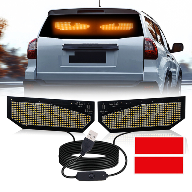 USB Demon Eye LED Light Universal Car Rearview Mirror Dynamic Blinking Evil Eye Lamp Auto Decorative Lighting Accessories
