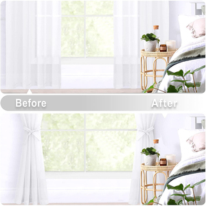 Gauze smooth for the fireside, cheesecloth smooth polyester for window living room, tulle organo White Transparent - Product Image 2