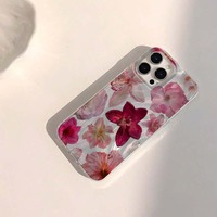 Funda Protectora para Teléfono Móvil con Estampado de Flores Rojas Grandes y Dulces, Diseño de Seda Plateada para iPhone 8 X Xr Xs Max 11 12 13 14 15 16 17 Air