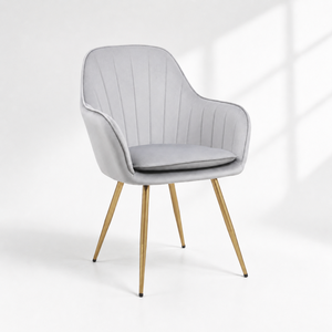 DM Velours gris foncé moderne 360 °   Fauteuil pivotant avec pieds en métal pour chambre à coucher et salon - Product Image 5