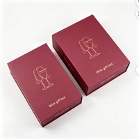 Boîte cadeau en papier de luxe avec logo gaufré pour verres à vin, avec séparateurs, boîte magnétique de haute qualité pour vin, boîte cadeau à l'encre de soja