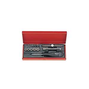 USAG - U06030004 Assortiment dans boîte en tôle d'acier avec cliquet 1/4 ''(14 pièces) -ENSEMBLES DE CLIQUET ET DE DOUILLES EAN 8010239104570 1/4" - Product Image 1