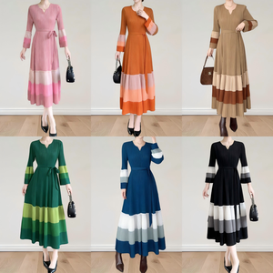 ชุดเดรสพลีทเรียบง่ายสีแดงล้วนสำหรับผู้หญิงไซส์ใหญ่  ขายส่งแฟชั่นดีไซน์  ชุดลำลองสไตล์เรียบหรูสำหรับใส่ไปโบสถ์  ไซส์ฟรี - Product Image 2