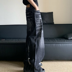 Pantalones Anchos de Mezclilla Lavada a la Piedra de 510 g, Estilo Urbano Y2K, Personalizados, de Moda, de Alta Calidad, Negros, Estilo Hip Hop, Corte Recto - Product Image 5