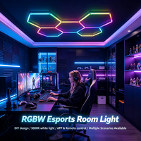 Lumière de plafond modulaire pour salle d'e-sport hexagonale RGBW, lumière LED blanche 5000K pour configuration d'e-sport à domicile
