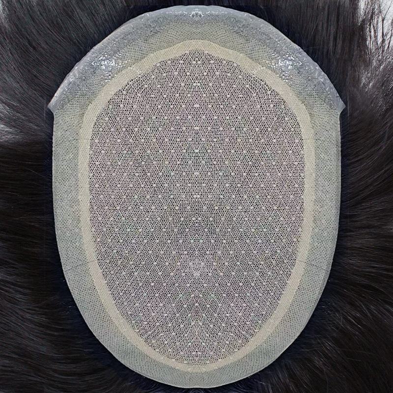 Premium model + ultra-thin hairline hand-tied mens wig