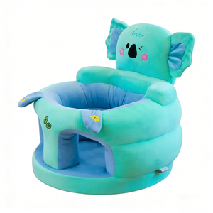 Asiento de aprendizaje para bebés de peluche de koala azul verdoso personalizado, sofá de entrenamiento anti-vuelco para bebés con bordado de hojas - Product Image 1