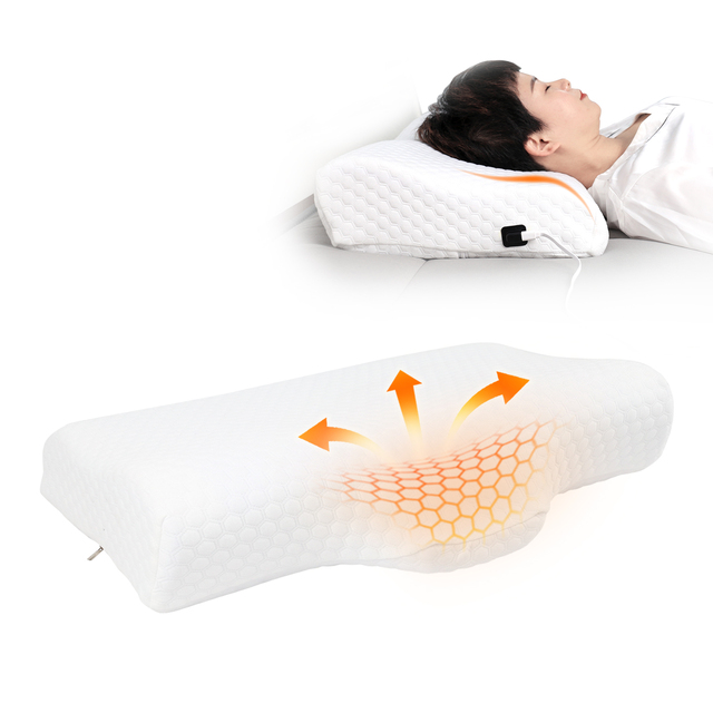Smart Infrared Memory Foam Heating Electric Therapy Sleeping Pillow Knitted Technique for Home Hotel Bedroom Use