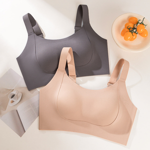 Soutien-gorge sans couture sans couture Motif solide Tricoté Sans fil Couverture complète et soutien push-up Confortable et léger - Product Image 1