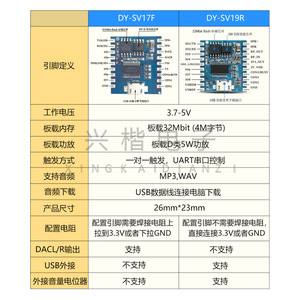 Módulo de Control por Voz DY-SV19R 26mmx23mm, Descarga de Audio USB, Reproducción de MP3 y WAV, Control UART - Product Image 1