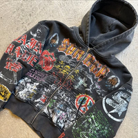 Sudadera con capucha y cremallera para hombre, estilo vintage con grafiti, oversize, gráfica, streetwear, ropa personalizada, proveedor mayorista de marca privada, fábrica