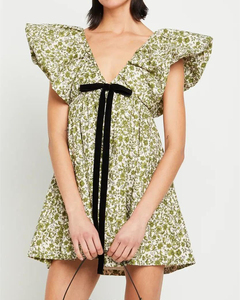 Vestido Corto <span class=keywords><strong>de</strong></span> Verano 2025 para Mujer, Sin Mangas, Cuello en V Profundo, Tirantes Cruzados, Cintura Ajustada con Lazo, Estilo Informal para <span class=keywords><strong>Fiesta</strong></span> o Cóctel - Product Image 1