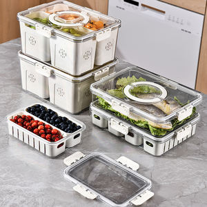 NISEVEN <span class=keywords><strong>Berserk</strong></span> Bandeja de verduras dividida de 4 rejillas con tapa y Asa Contenedor de almacenamiento de alimentos Refrigerador Caja de almacenamiento de conservación - Product Image 4