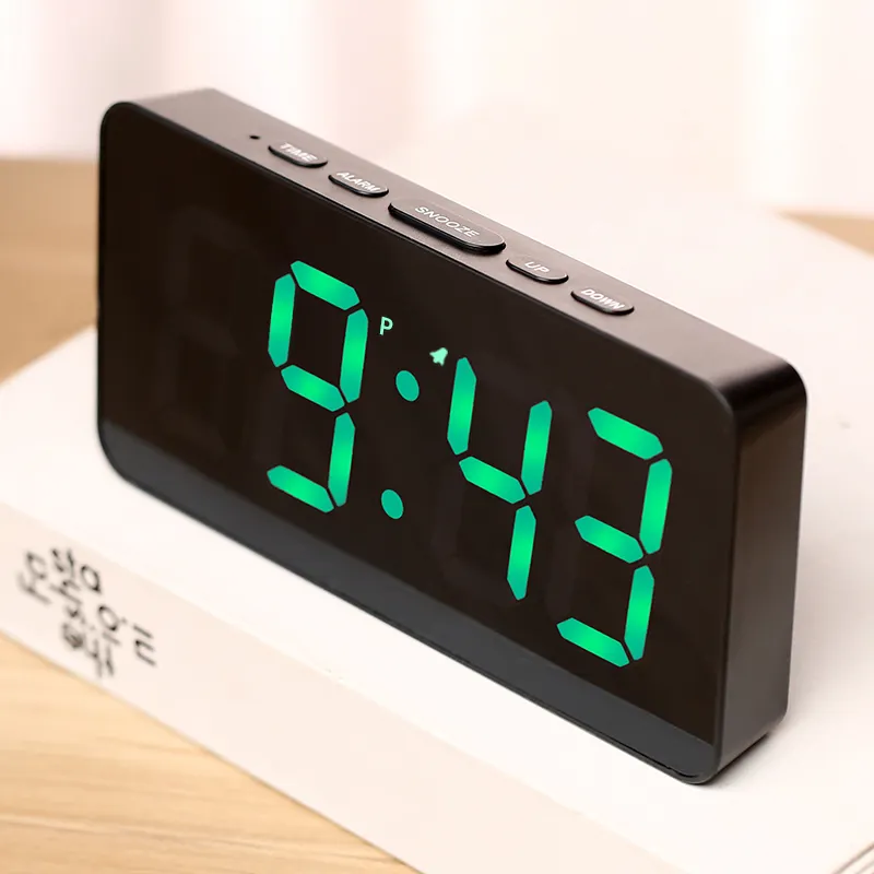 홈 오피스 용 다기능 프로젝션 알람 시계 LED 디지털 미러 시계