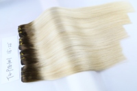 Extensiones de Cabello Humano Virgen Ruso, Color Rubio Degradado con Raíces Oscuras, Alineación de Cutículas, Super Double Drawn (SDD), en Paquetes