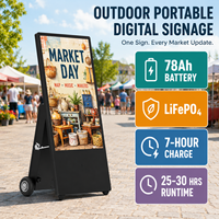 Affichage numérique mobile extérieur double face avec logo personnalisé, luminosité élevée 2000 Nits, résistant aux intempéries IP65, batterie 78 Ah, kiosque publicitaire