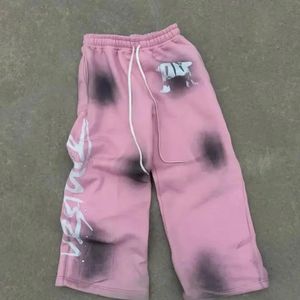 Pantalones de chándal de algodón 100% de alta calidad personalizados, negros, con efecto desgastado ácido, estilo flare, abiertos, de streetwear, con efecto vintage descolorido por el sol para hombre. - Product Image 2