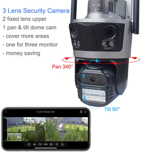 Icsee Alexa hỗ trợ 360 độ 8MP Dome <span class=keywords><strong>Camera</strong></span> An Ninh ba ống kính không dây chuyển động báo động không thấm nước IPC còi báo động ánh sáng CMOS NVR - Product Image 4