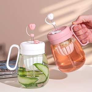 Taza <span class=keywords><strong>de</strong></span> té Yuanqi gorda bonita <span class=keywords><strong>de</strong></span> 500ml, taza <span class=keywords><strong>de</strong></span> vidrio <span class=keywords><strong>con</strong></span> <span class=keywords><strong>filtro</strong></span> <span class=keywords><strong>de</strong></span> fruta <span class=keywords><strong>con</strong></span> pajita antipolvo <span class=keywords><strong>y</strong></span> mango portátil - Product Image 5