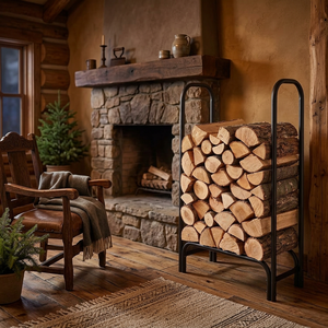 Modern Steel <b>Log</b> <b>Holder</b> Rectangle Powder Coated Firewood Storage Rack for Fireplace Accessories - Product Image 4