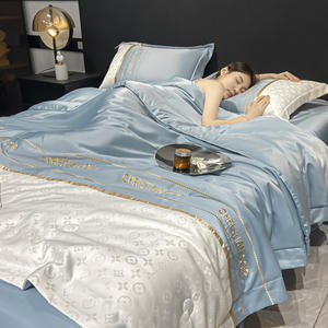 Marka yıkanmış ipek yatak seti 4-In-1 kahverengi beyaz battal boy nevresim yatak çarşafı yatak seti - Product Image 6