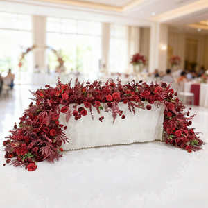 ZMHLHYJY - Fondo de Pared Moderno y Ecológico con Flores de Seda Simuladas en 3D, Color Rojo, para Bodas al Aire Libre, Otoño y Festividades - Product Image 2