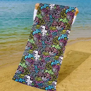 China fabricante preço de fábrica de alta qualidade barato custo OEM design impressão 100% algodão toalha de praia personalizada impressa