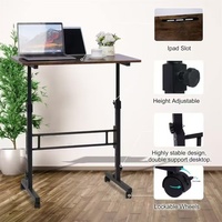 Bureau d'ordinateur en bois réglable Bureau d'écriture simple mobile avec fonction de pliage pour étude à domicile ou table de travail debout