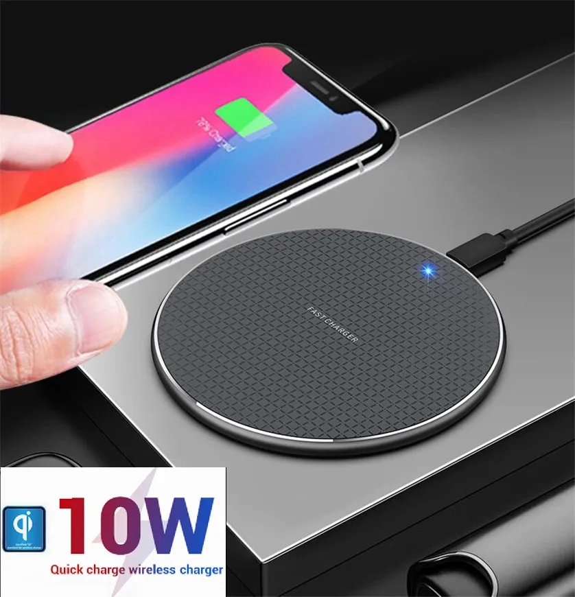 15W 10W Ultra thin metal Qi Wireless Fast Charger Charging Mat Pad With led display Light For Samsung iphone huawei xiaomi All