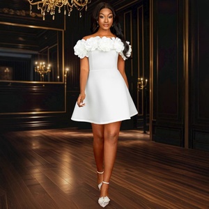 Ocstrade Été 2025 – Robe de Soirée Sexy Blanche sans Bretelles à Fleurs 3D, Épaules Dénudées, Mini-Robe de Fête et Club, Grandes Tailles - Product Image 6
