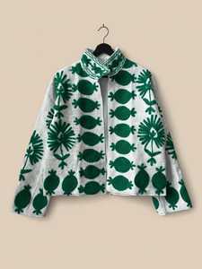 เสื้อแจ็คเก็ตผ้าฝ้ายซูซานีลายสัตว์ทำมือสำหรับผู้หญิง ระบายอากาศได้ดี เหมาะสำหรับฤดูหนาว ตกแต่งด้วยกระดุมปักลายสไตล์โบโฮชิค - Product Image 4