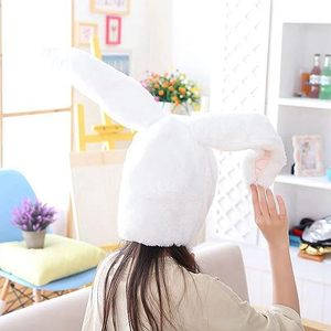Conejito de Pascua, sombrero con orejas móviles, sombreros divertidos para disfraces de fiesta, disfraz, Cosplay y más conejo blanco y rosa esponjoso para adultos - Product Image 6