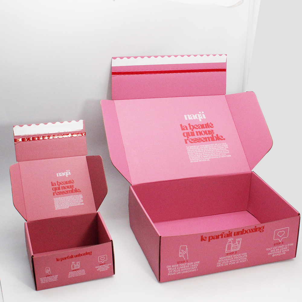 Custom Logo Cajas Commerce Mailing Cardboard Shipping Adhesive Tear Strip Open Postal Self Seal Mailer Box With Zipper Strip