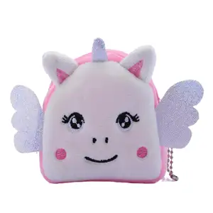 crystal plush cute unicorn coin purse with wings