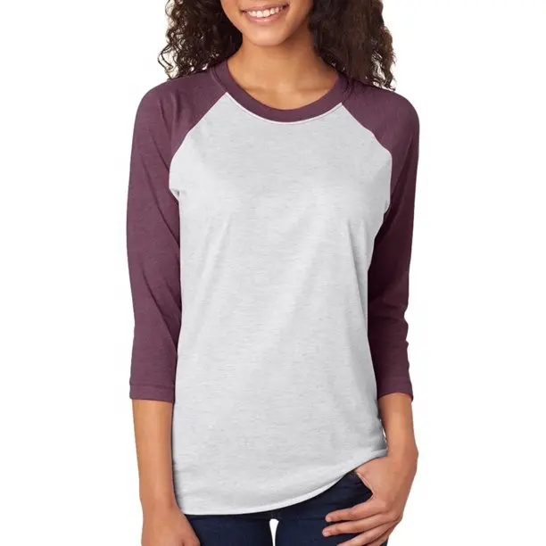 T-shirt Raglan da donna a maniche lunghe 100% cotone 160 di alta qualità t-shirt da donna con maniche a tre quarti t-shirt da donna vestiti