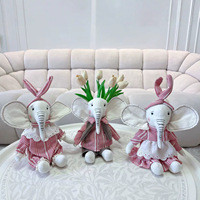Nouvelle poupée en tissu éléphant géant adorable de style coréen, idéale pour Instagram, rembourrage en coton PP, anniversaire 14 ans, faite à la main en coton-lin