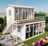 Maisons préfabriquées mobiles, villas conteneurs, maison conteneur préfabriquée à deux étages avec terrasse extérieure