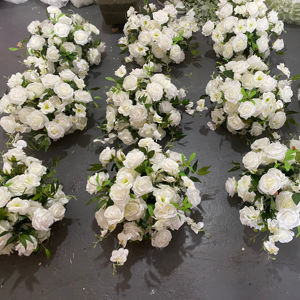 Boule de fleurs artificielle rose verte et blanche M-FB227, centre de table personnalisé pour décoration de mariage - Product Image 1