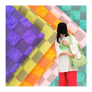 2023 new fashion 100% polyester 75D*75D bubble checkerboard compound backpack fabric for bags